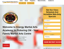 Tablet Screenshot of energymartialarts.com